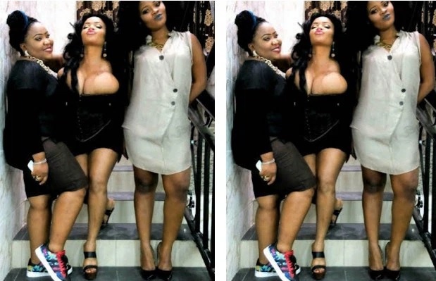 COSSY FOOLING AROUND WITH FRIENDS, FLAUNTS HER HEAVY LOAD