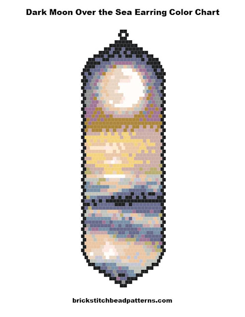 Dark Moon Over the Sea Earring Free Brick Stitch Bead Pattern Color Chart