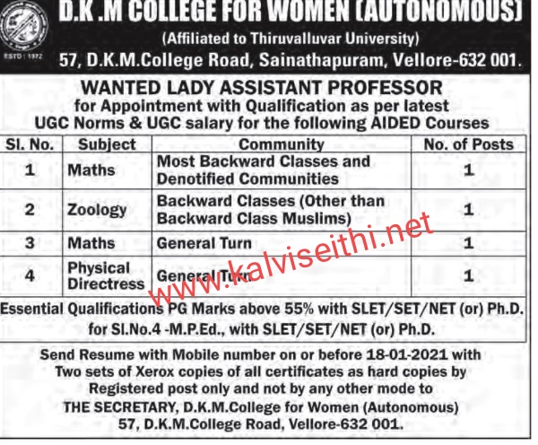 Aided Vacancy - Wanted Asst Professor.