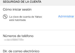 agregar o modificar número telefono móvil en Yahoo app