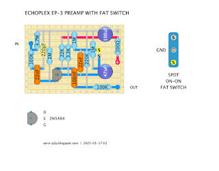 ECHOPLEX EP-3 PREAMP - POINT TO POINT LAYOUT