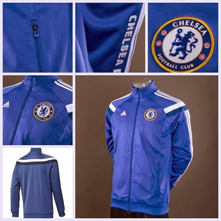 Detail Jaket Bola Grade Ori Adidas Anthem Chelsea Track Top Blue 2013-2014