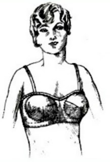 Image of drawing of woman wearing modern day type bra representing 1930's bra patent