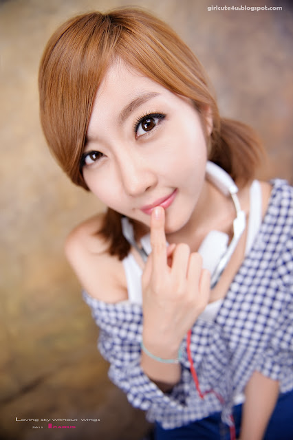 7 Choi Byeol Yee-Blue Check Pattern-very cute asian girl-girlcute4u.blogspot.com