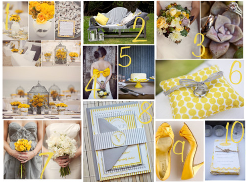 See yellow and grey wedding colour palette from Kate Miller Events