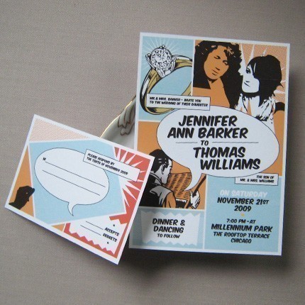 Quirky and original comic style invitations