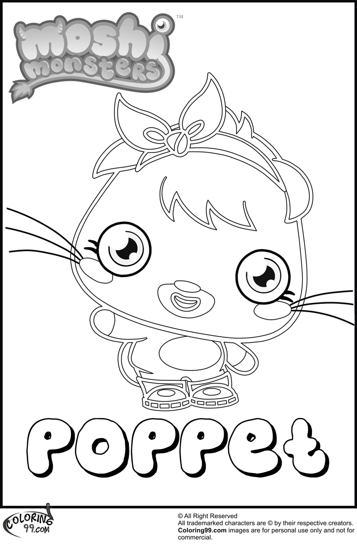 moshi monster poppet coloring pages