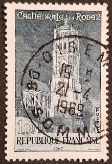 Sello Catedral de Rodez en Francia 1967 - filatelia