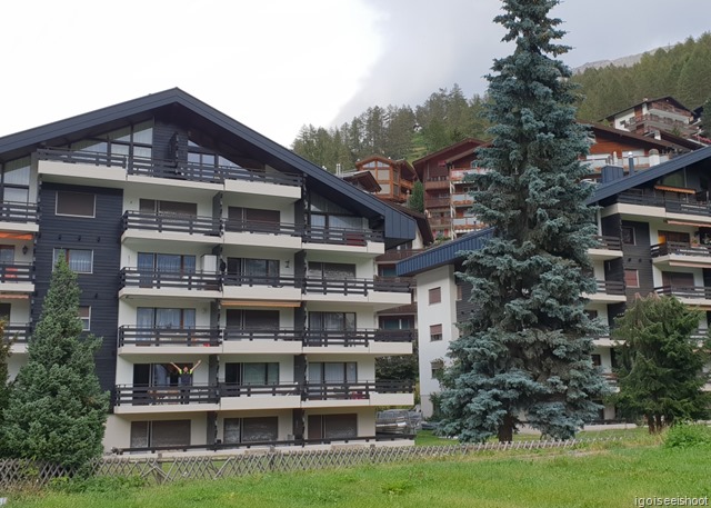 our apartment at Zermatt, next to the river that cuts across town.