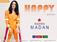 happy birthday radhika message in deep yellow stylish dress