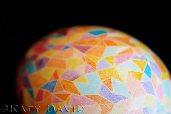 Friday Egg: Gravity Shards, Goose Egg Pysanky,  ©Katy David