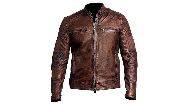 Café Racer Distressed Motorcycle Leather Jacket