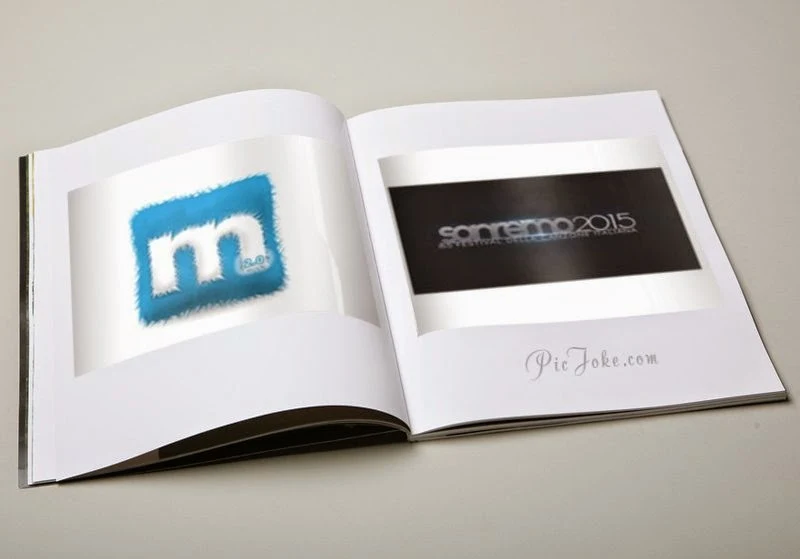 Logo Sanremo 2015 e Musicland su pagine libro aperto