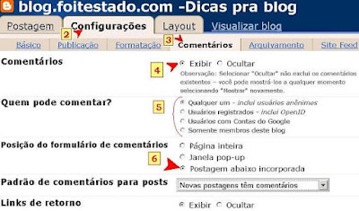 inserir e configurar caixa de comentarios no blogger