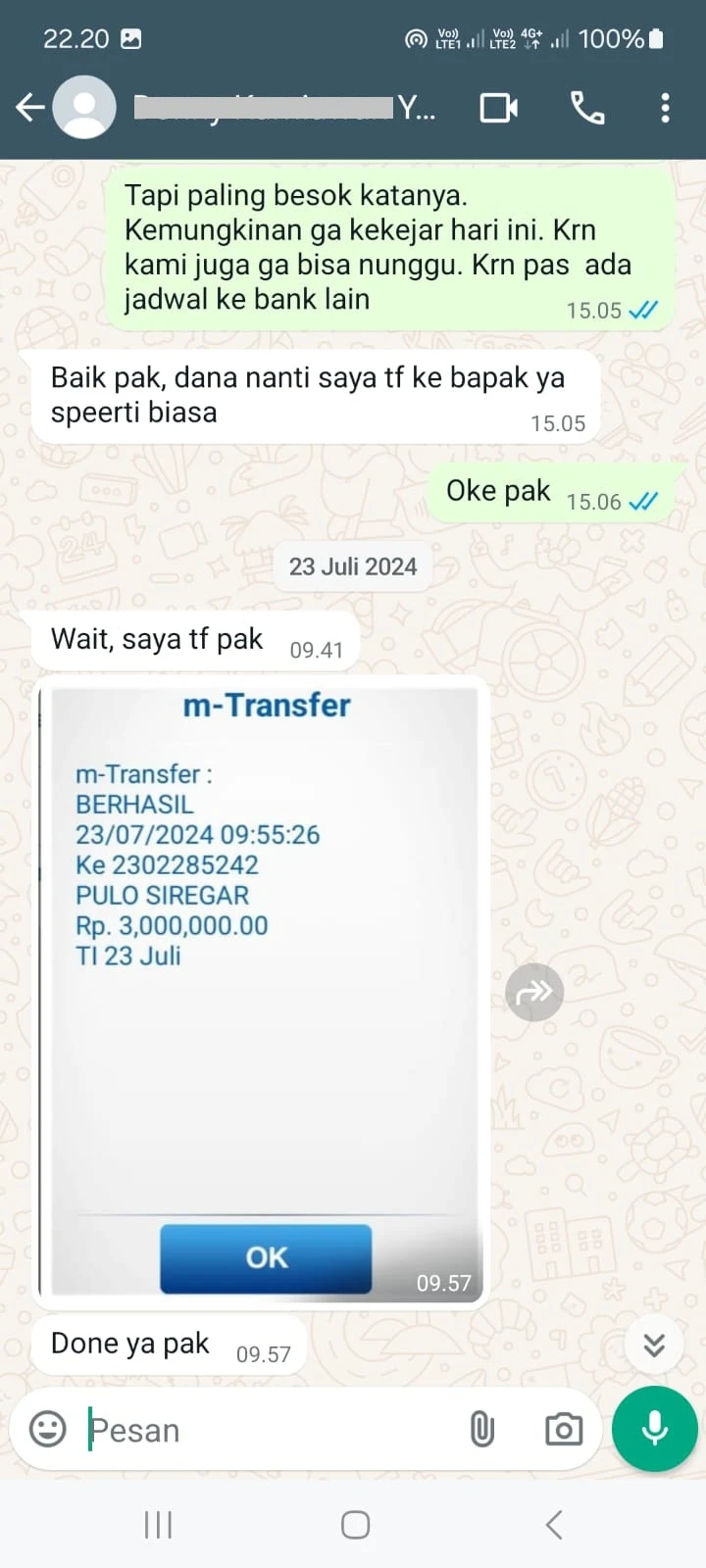 Bukti transfer saking percayanya 5