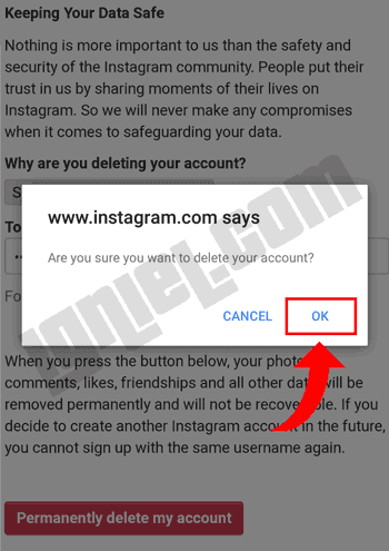 Cara Hapus Akun Instagram Permanen Lewat HP