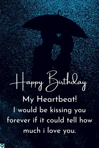 best happy birthday wishes quotes to girlfriend images with couple kissing in rain