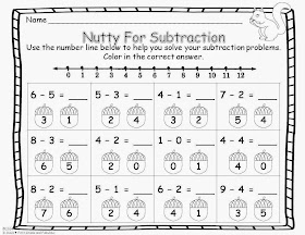 Fall Number Line Subtraction