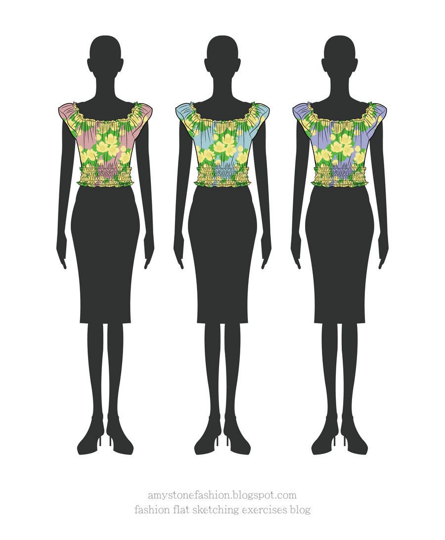 Buttercup Flowers-Print Tops Drawing