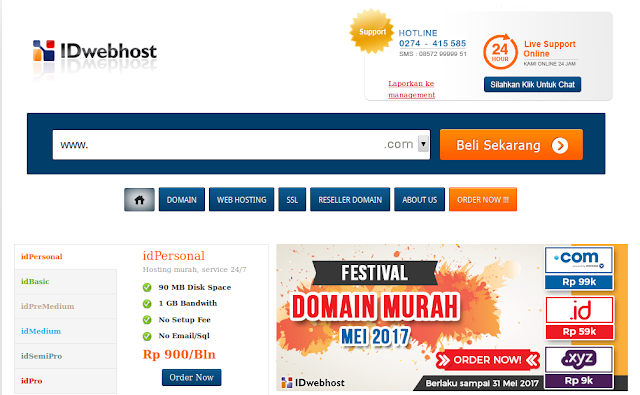 Domain Gratis IDwebhost Mei 2017