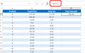 Add formula to first cell
