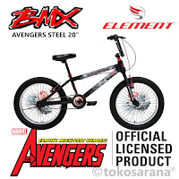 Sepeda BMX Element Marvel Avengers Official Licensed 20 Inch x 2.125 Inch Hi-Ten Steel Bike 8 Tahun-Remaja-Dewasa