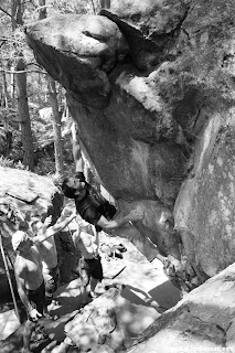 Gérald Coste dans la vraie Chute de pierre, 6C+/7A