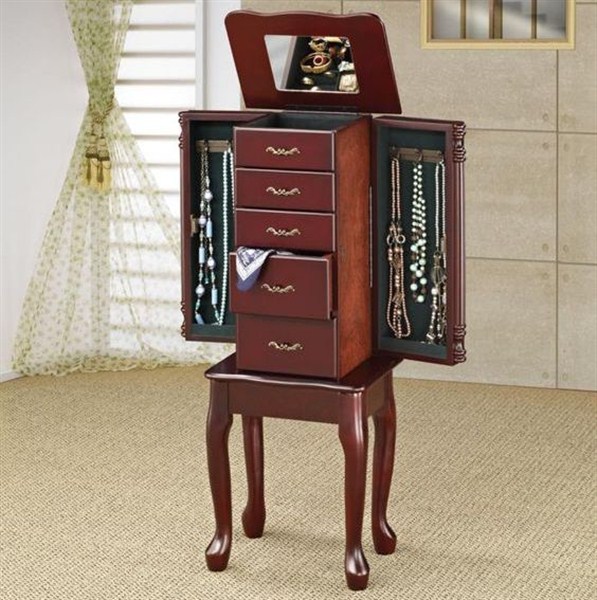 cherry jewelry armoire