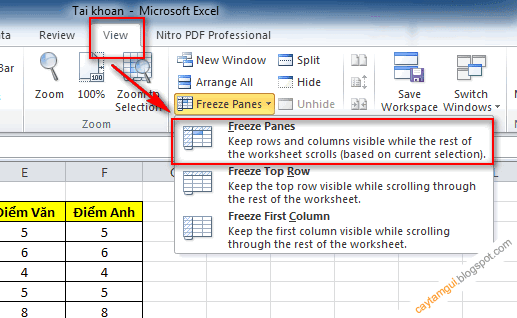 Hướng dẫn cố định dòng, cột trong Excel