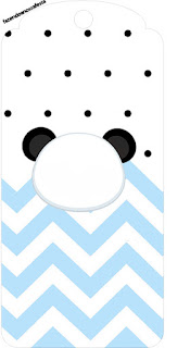 Panda in Light Blue Chevron and Black Polka Dots: Free Printable Candy Bar Labels.