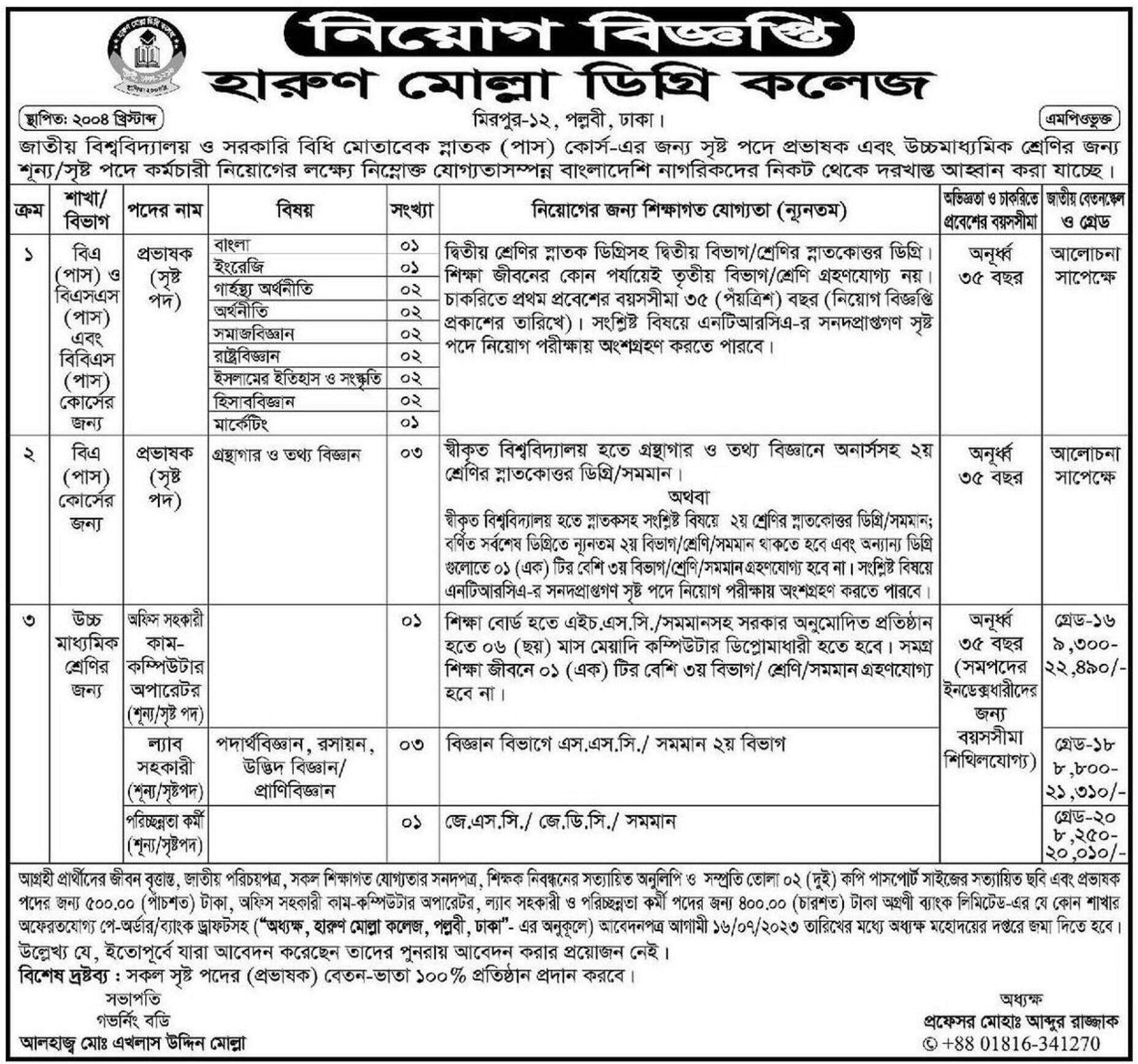 All School and College Job Circular 2023 in Bangladesh