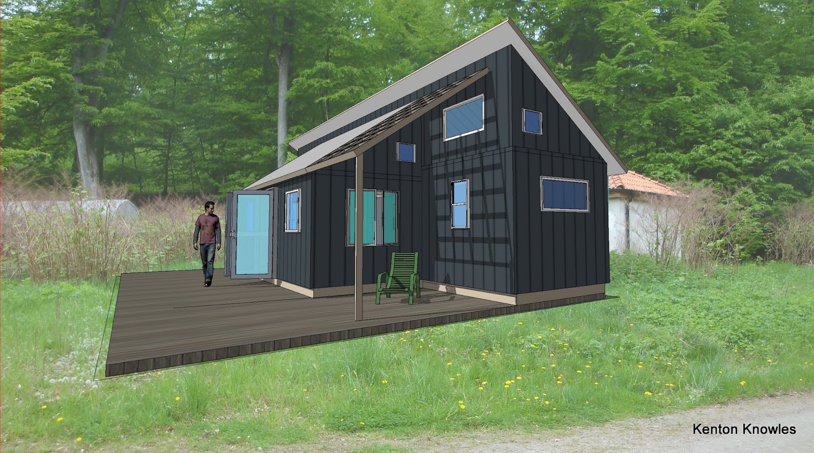 design for a summer house using shipping containers near Söderhamn