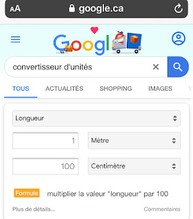 Conversion d'unités avec Google