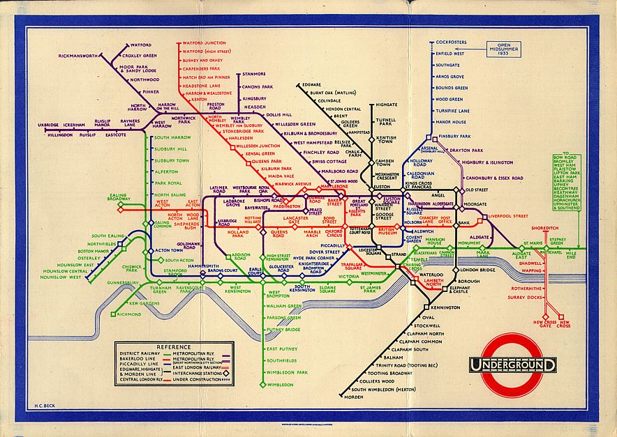 London Underground Tube Map. By the early 1930s,