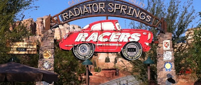Radiator Springs Racers Single Rider entrance gate in Cars Land