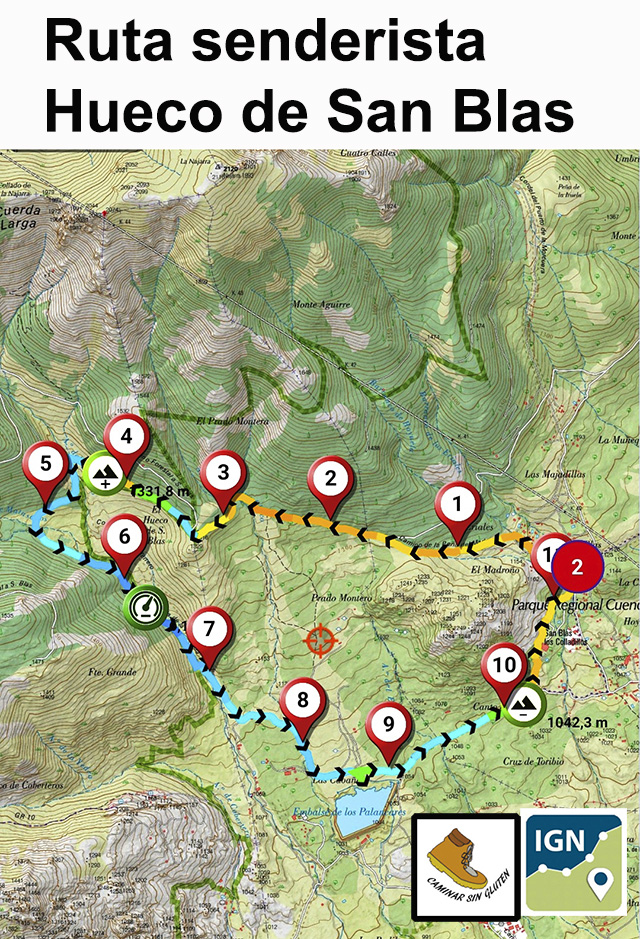 Mapa de la ruta senderista circular del Hueco de San Blas