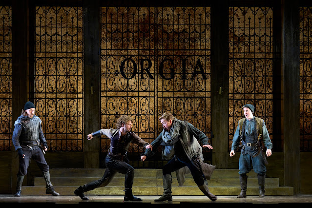 Donizetti: Lucrezia Borgia - Ben Knight, Matthew McKinney, Jerome Knox, Aaron O'Hare- English Touring Opera (Photo: Richard Hubert Smith)