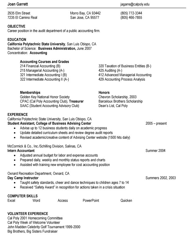 resumes samples. college student resume samples