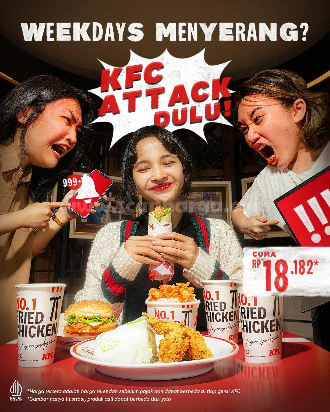 Promo KFC Attack Weekday – Harga menu mulai Rp. 18.182,-