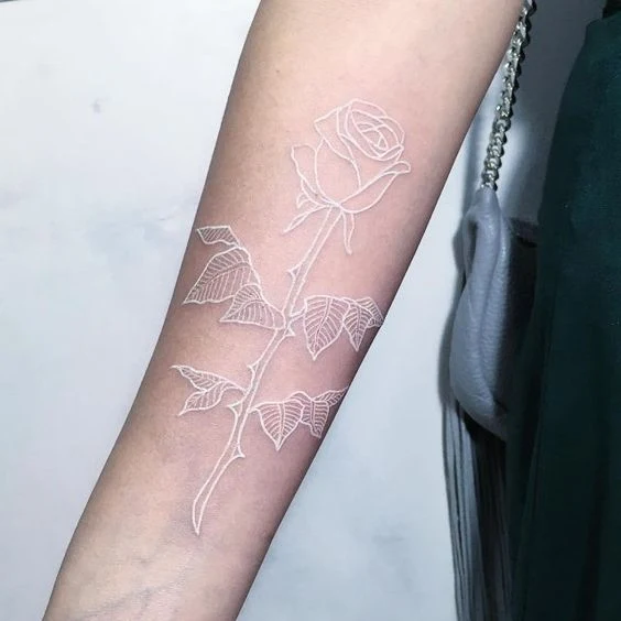  imagen de una rosa blanca tatuada