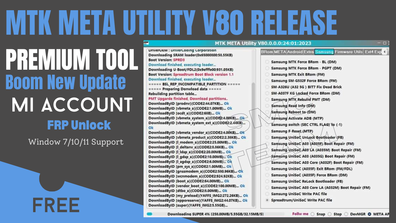 MTK META Utility V80 Pattern FRP Mi Account Unlock Tool New Update