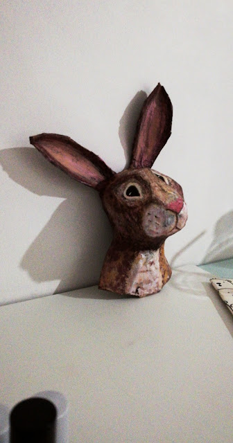 paper clay animal,animal head,kağıt hamuru,dıy dıy ideas,sculpture,rabbit