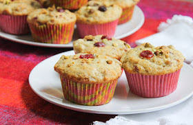 Food Lust People Love: These Cranberry Orange Pistachio Vegan Muffins tick all the right boxes, tender flavorful crumb, sticky fruit, crunchy nuts. They are a wonderful treat for all the family, even the vegans among you since they are dairy-free and eggless.