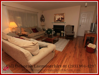 Enjoy the warmth the living room of this exquisite Gaylordsville 4 bedroom equestrian property for sale exudes.