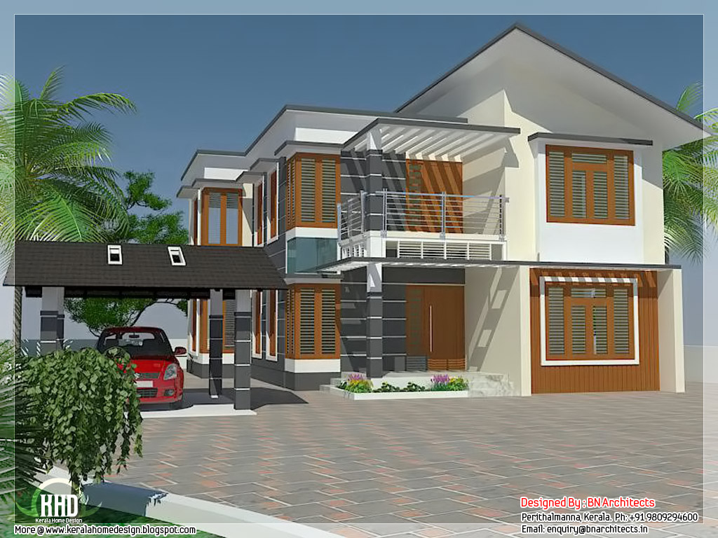 4 bedroom house elevation with free floor plan  Kerala 