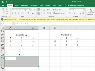 Tutorial Perhitungan Penjumlahan dan Pengurangan Matriks di Excel
