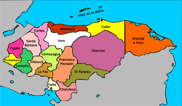 mapa politico de honduras