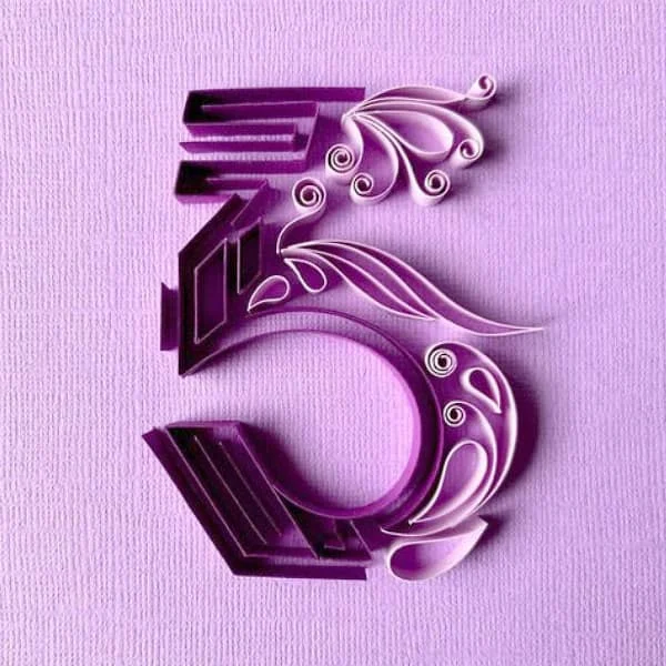 on-edge quilled number five