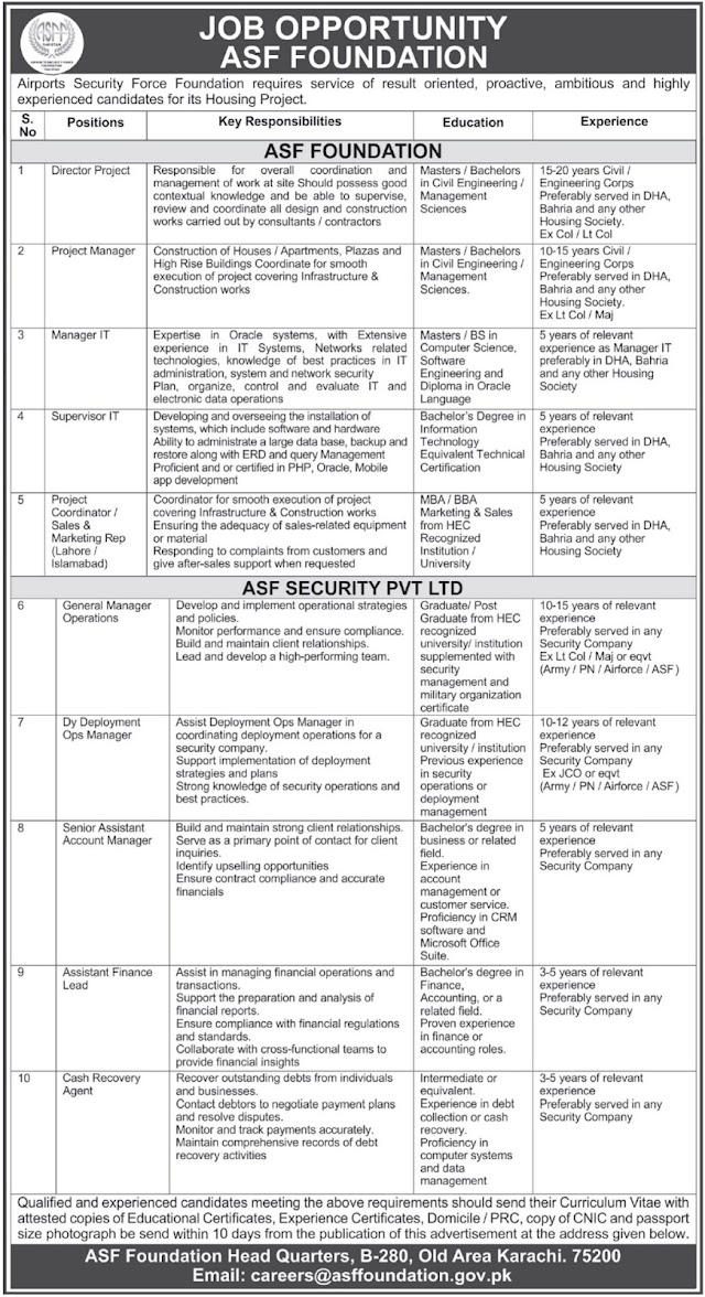 ASF jobs 2023 online apply [New Vacancy] in Pakistan