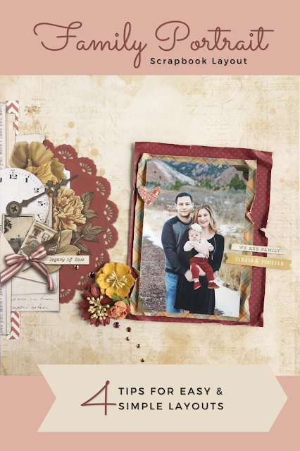 Family portrait scrapbook layout made with Simple Stories Simple Vintage Ancestry collection